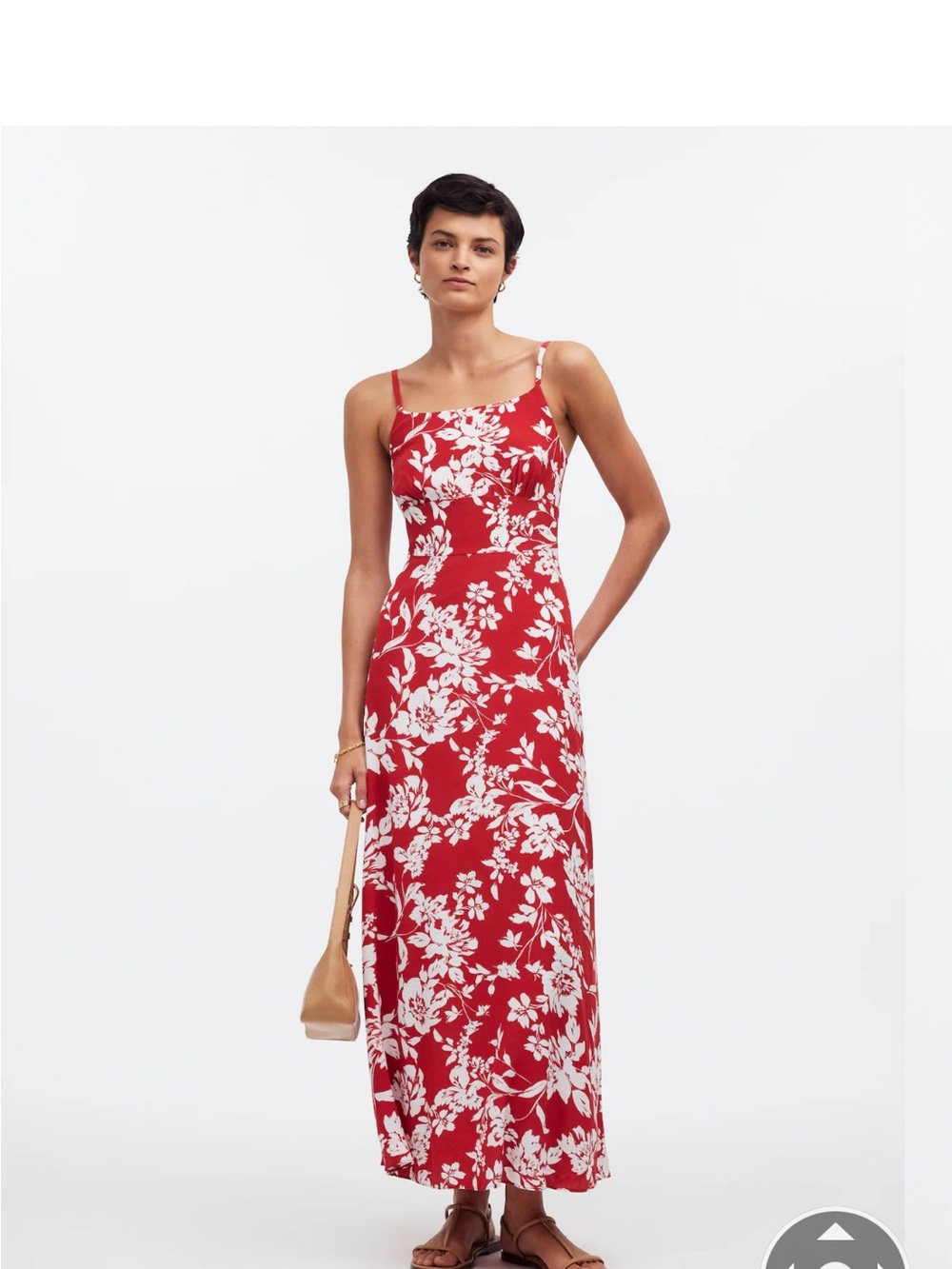 Madewell Red and White Floral Slip Maxi Dress